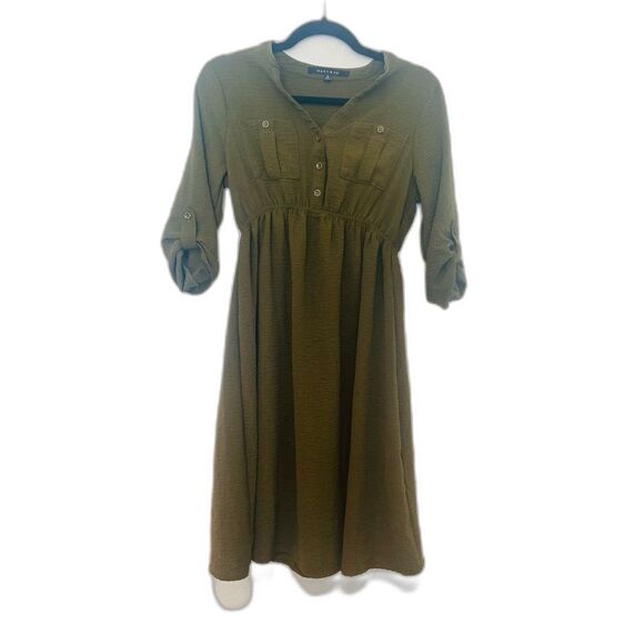 Unbranded Dresses & Skirts - Womens Mary+Mo Green S Dress, Mid Length, 3/4 sleeves with buttons.